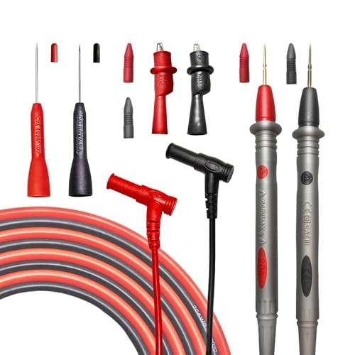 Multimeter Leads Kit, 49" Premium Silicone Multimeter Test Lead Set, CAT III