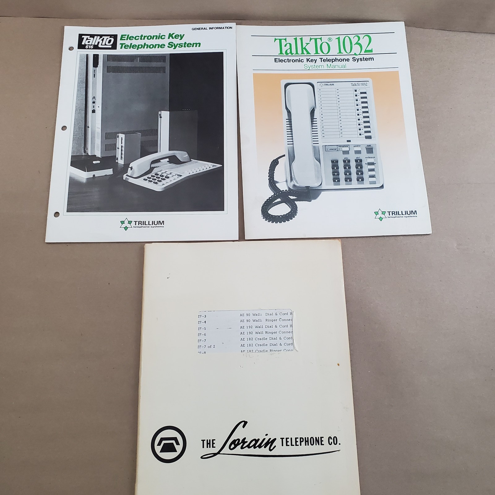 Trillium TalkTo 616 1032 Electronic Key Telephone System Manuals + Lorain