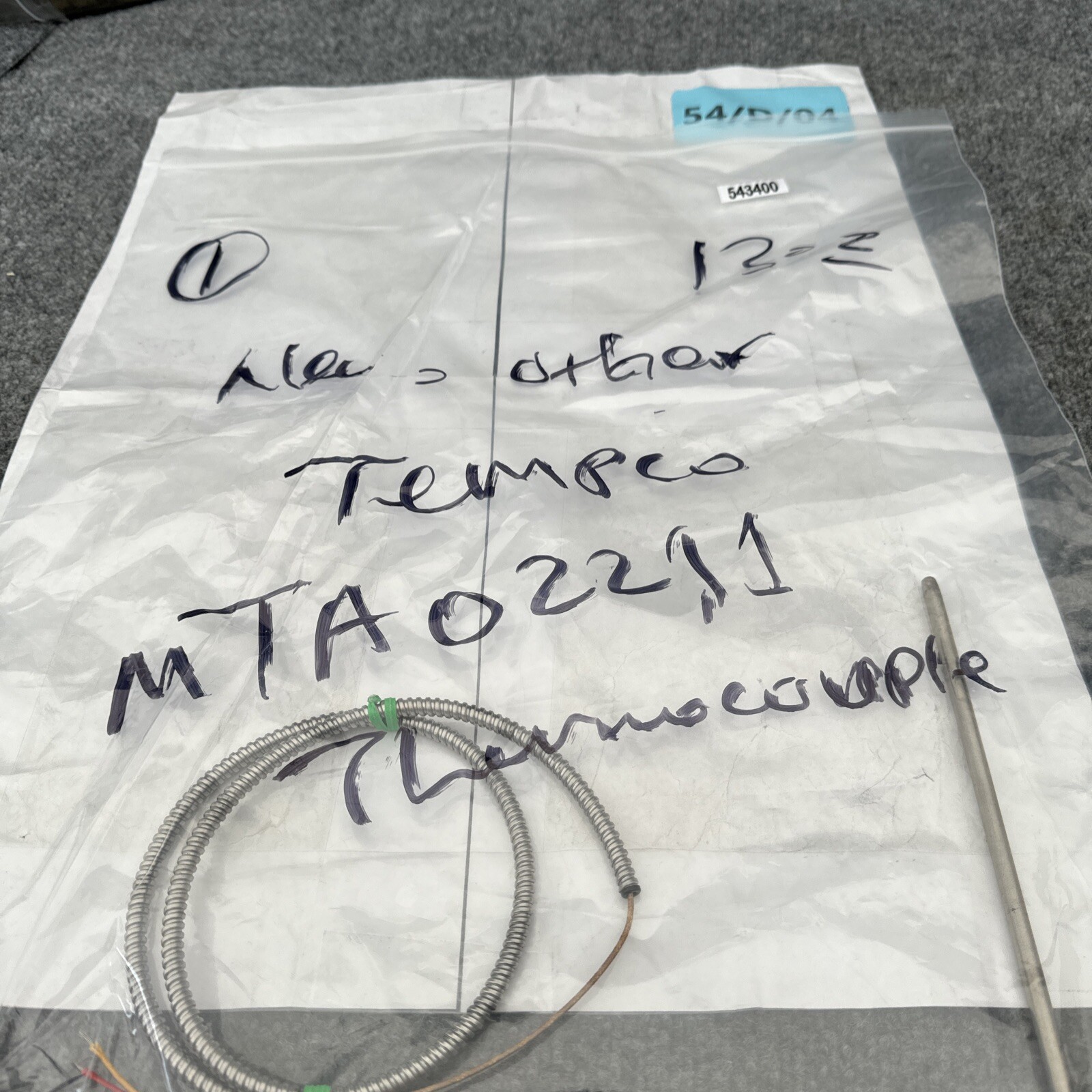 TEMPCO E16 31 MTA02211 Thermocouple,Type K-U New