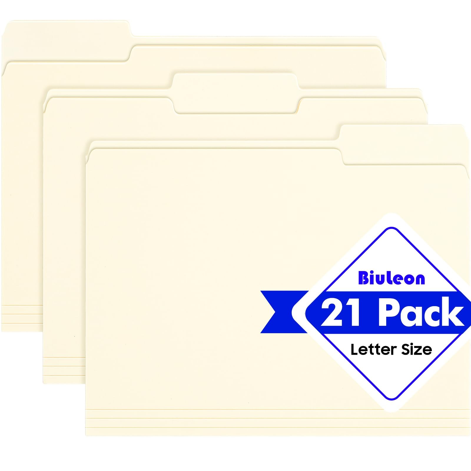 File Folders,21 Pack Manilla Folders 8.5x11,1/3 Cut Tabs Manila Folders for E...