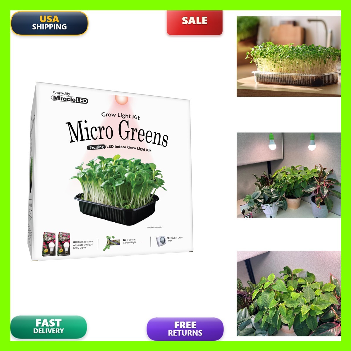 Miracle LED Micro Greens Starter Grow Kit (absolute Daylight Red Spectrum