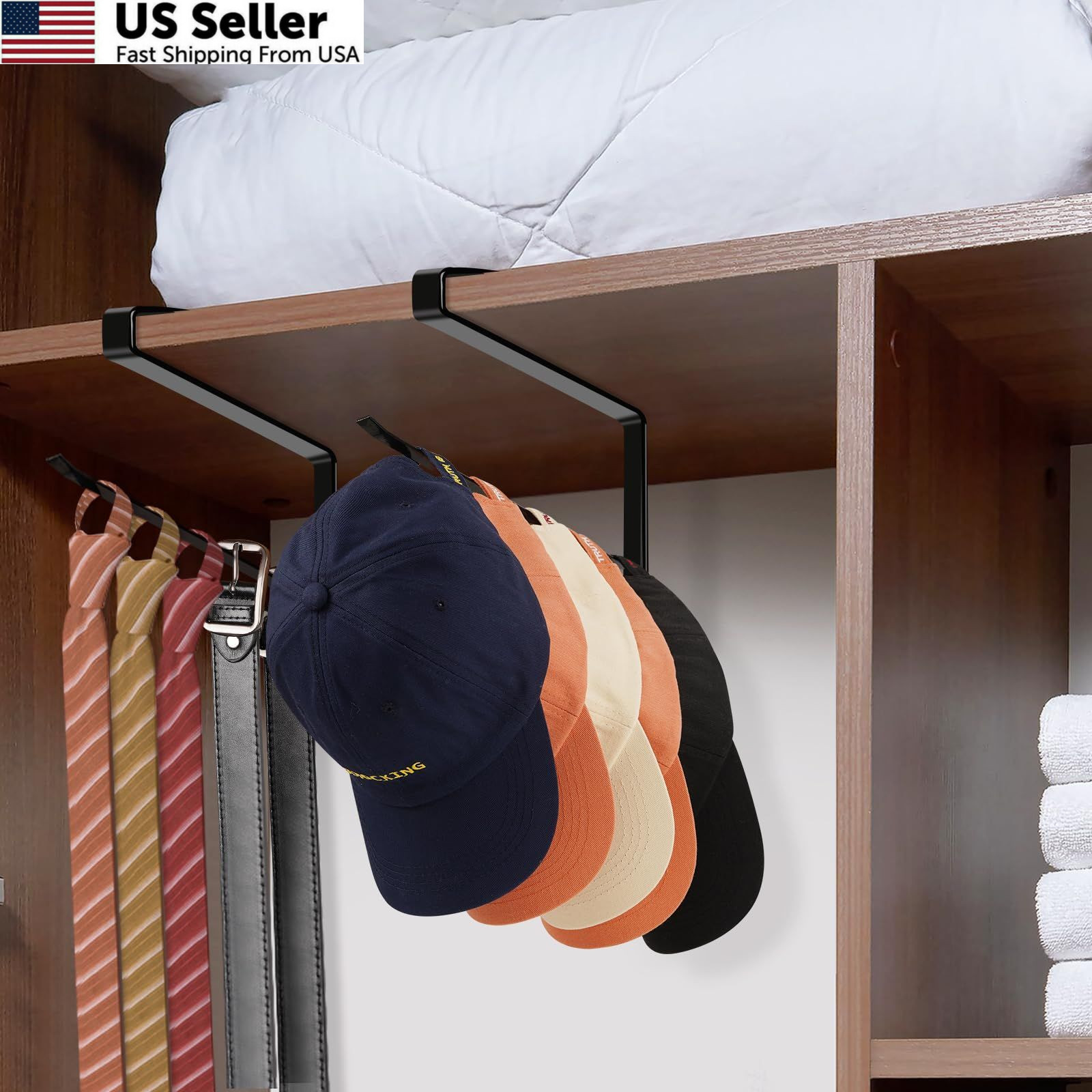 Tumbler Lid Organizer, Horizontal Storage Hook Up 1 Pack, Black