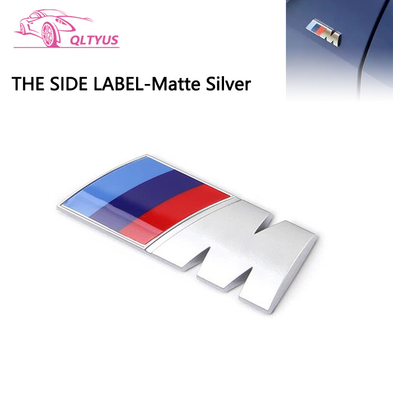 FOR BMW M Series SilverTrunk Emblem Lettering Decal Badge fender sticker 16*47mm