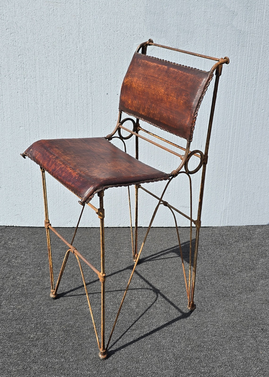 Pair of Vintage IIana Goor Brown Leather Barstools Bar Stools