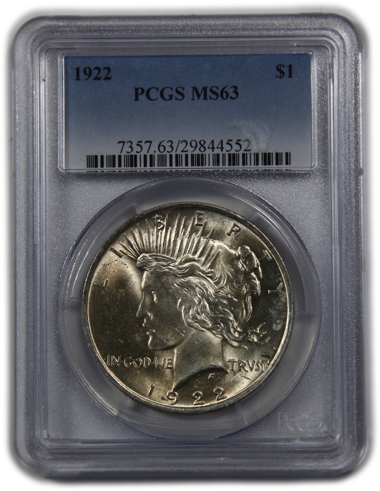 1922 P PCGS MS63 - Silver Peace Dollar $1 US Coin #61898A