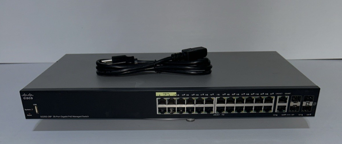 Cisco SG350-28P-K9 24x 10/100/1000 PoE+ 4x Gigabit SFP Managed Switch