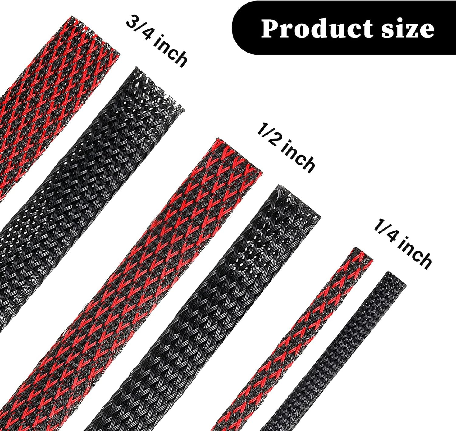 96Ft Wire Loom Braided Cable Sleeve Covers Cord Management with 127 Pcs Tube ...