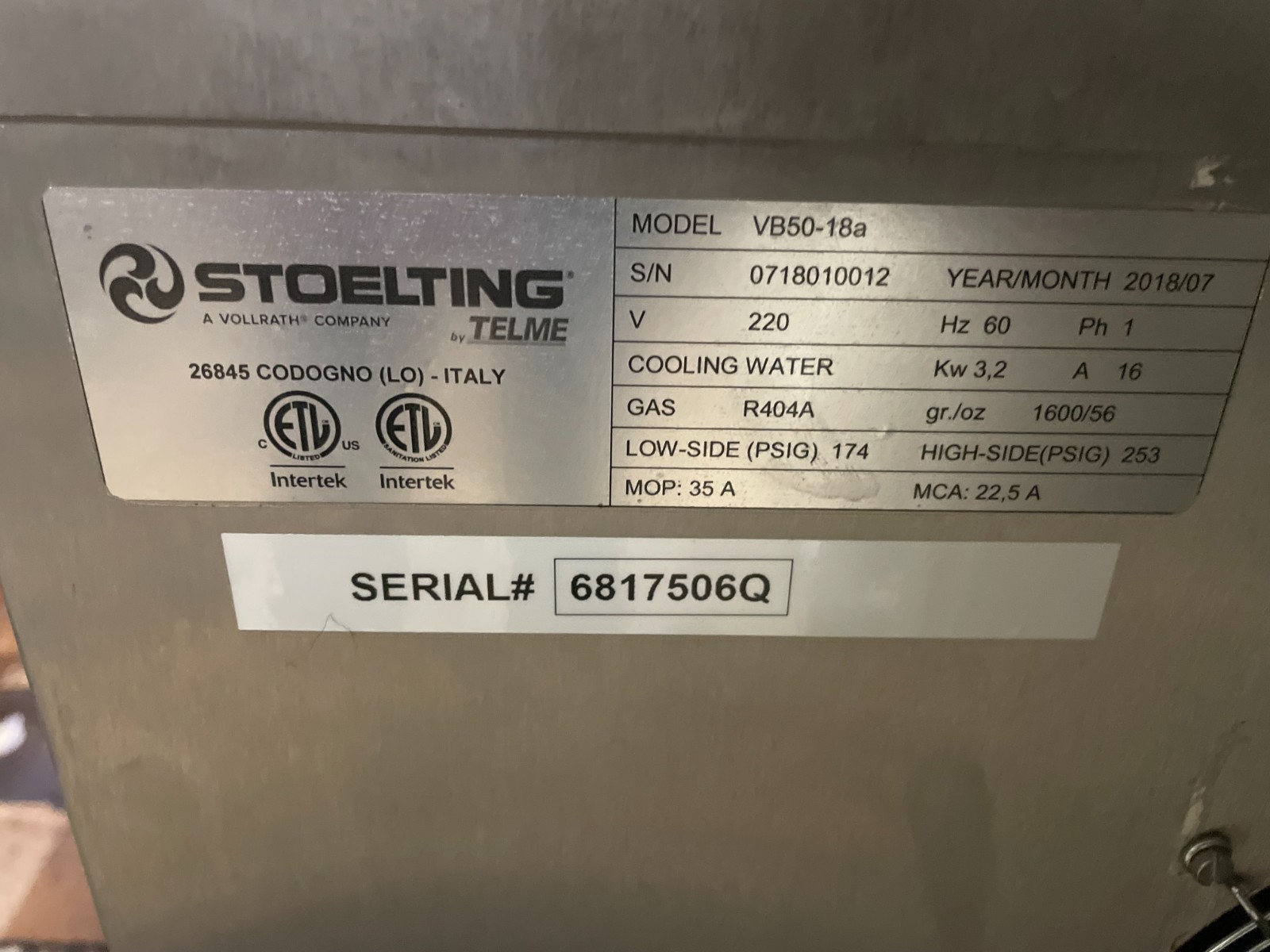 Stoelting VB50 batch freezer and (2) Master Bilt freezers PACKAGE