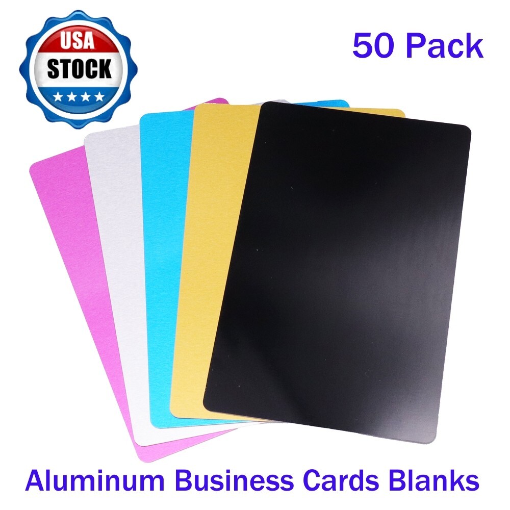 Multicolor Aluminum Blank Metal Business Cards Tags for Laser Engraving 50 Pack