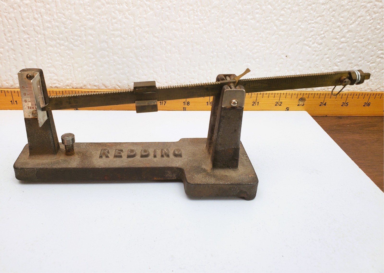 Vtg Redding Powder Scale Heavy Cast Iron Base Balance Beam Parts Restoration