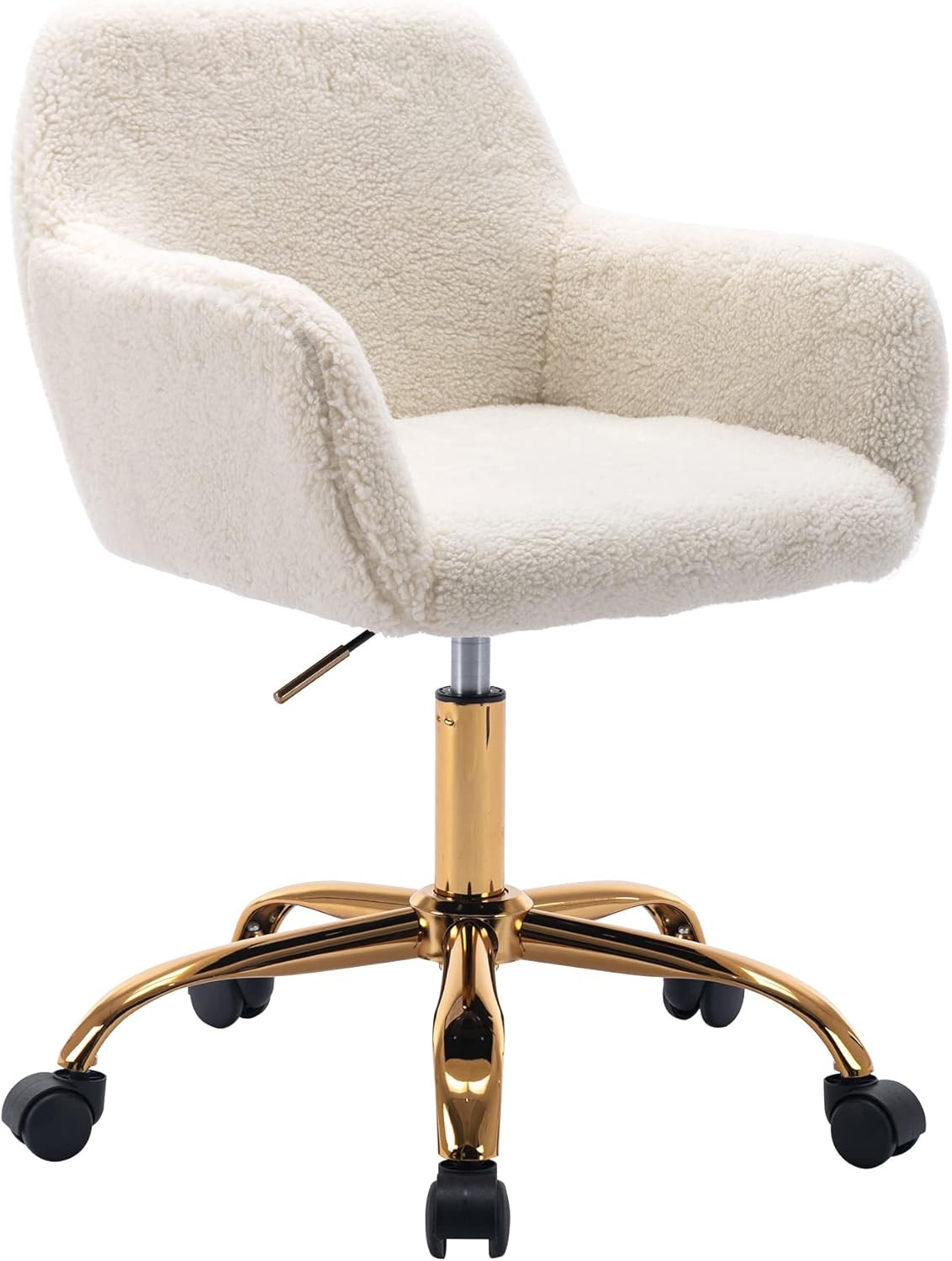 Faux Fur Office Desk Chair Comfy Swivel Armchair W/ Wheels Upholstered Fuzzy