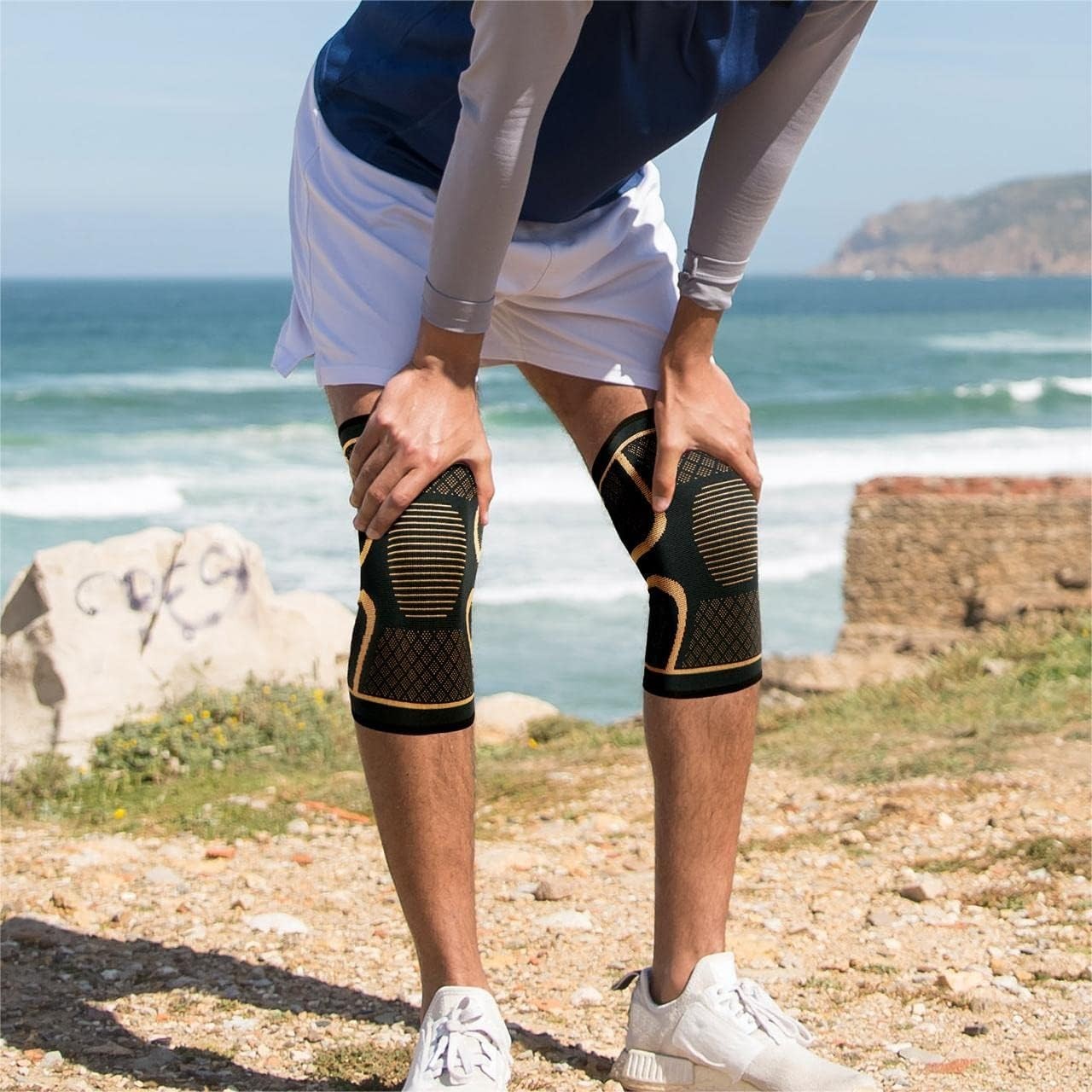 2 Pack Copper Knee Supports - Compression Sleeves for Active Lifestyles, Large