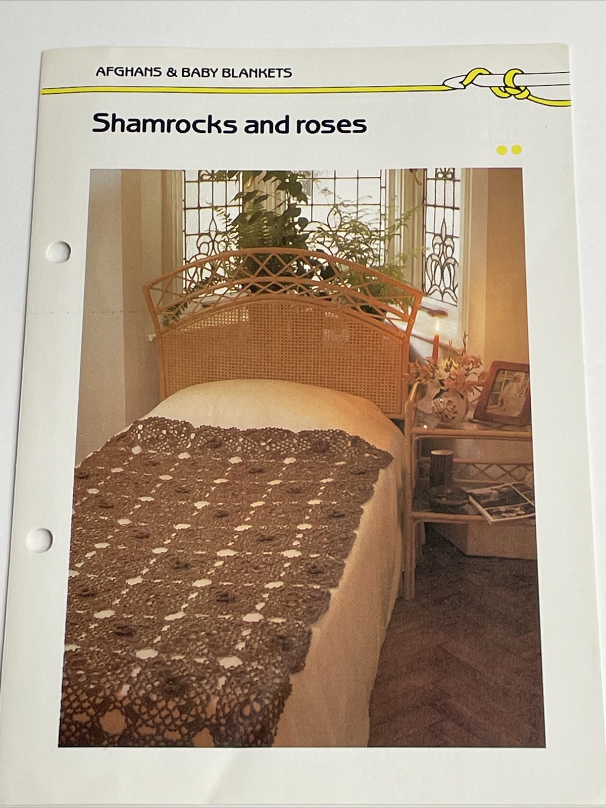 Marshall Cavendish Shamrocks & Roses Bedspread Blanket Crochet Pattern Card