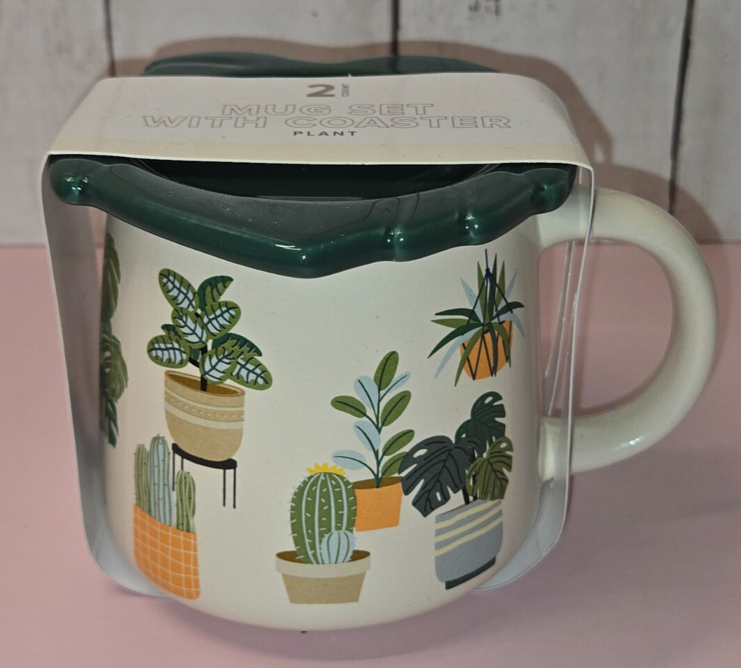 2024 Target Bullseye Green Plant Coffee Mug & Coaster Set Gardener Gift NEW