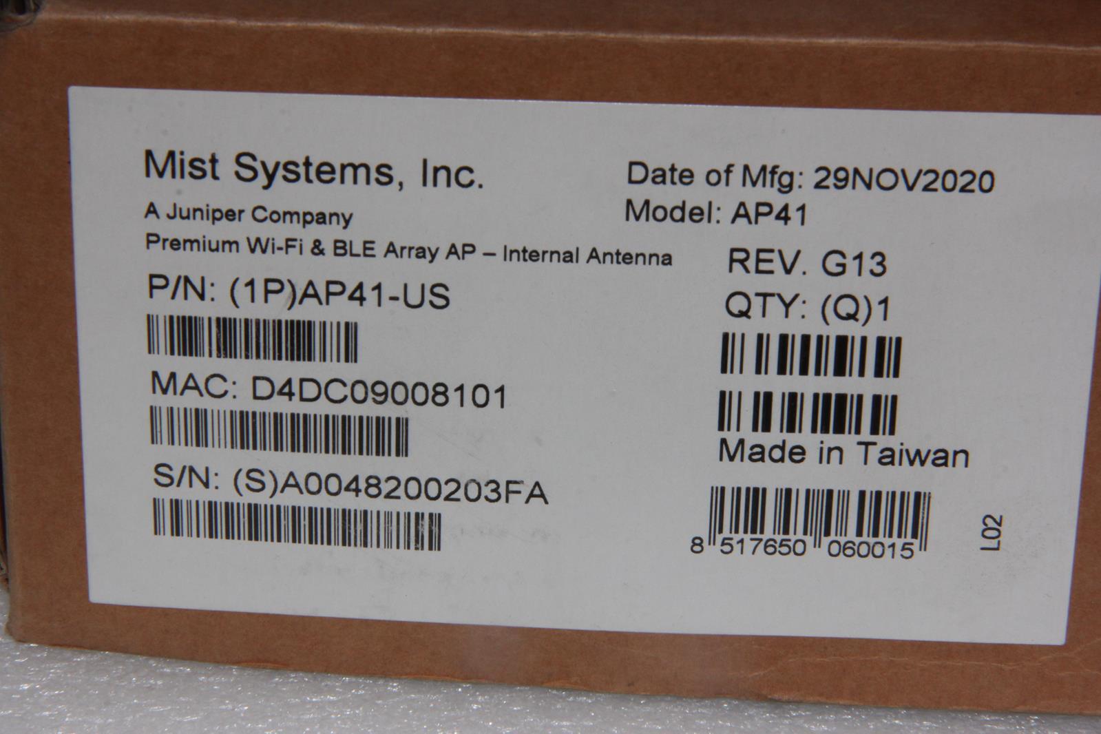 MIST SYSTEMS INC AP41 Dual Band Bluetooth Wifi Access Point