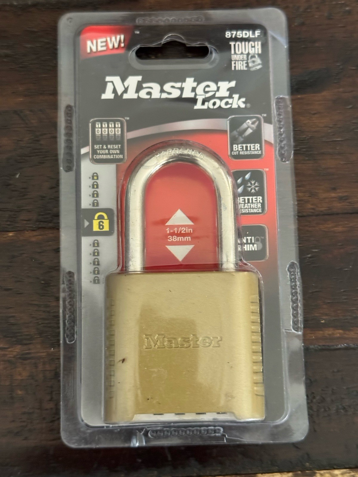 Master Lock Padlock 2in Steel Resettable Combination 1pk - 875DLF