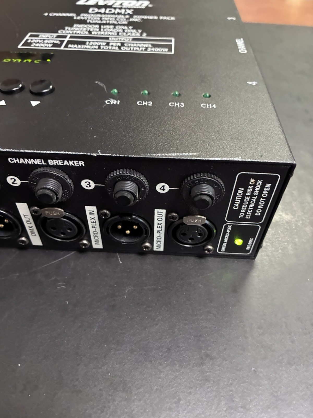 Leviton D4DMX-MD3 4-Channel Programmable Dimmer Pack