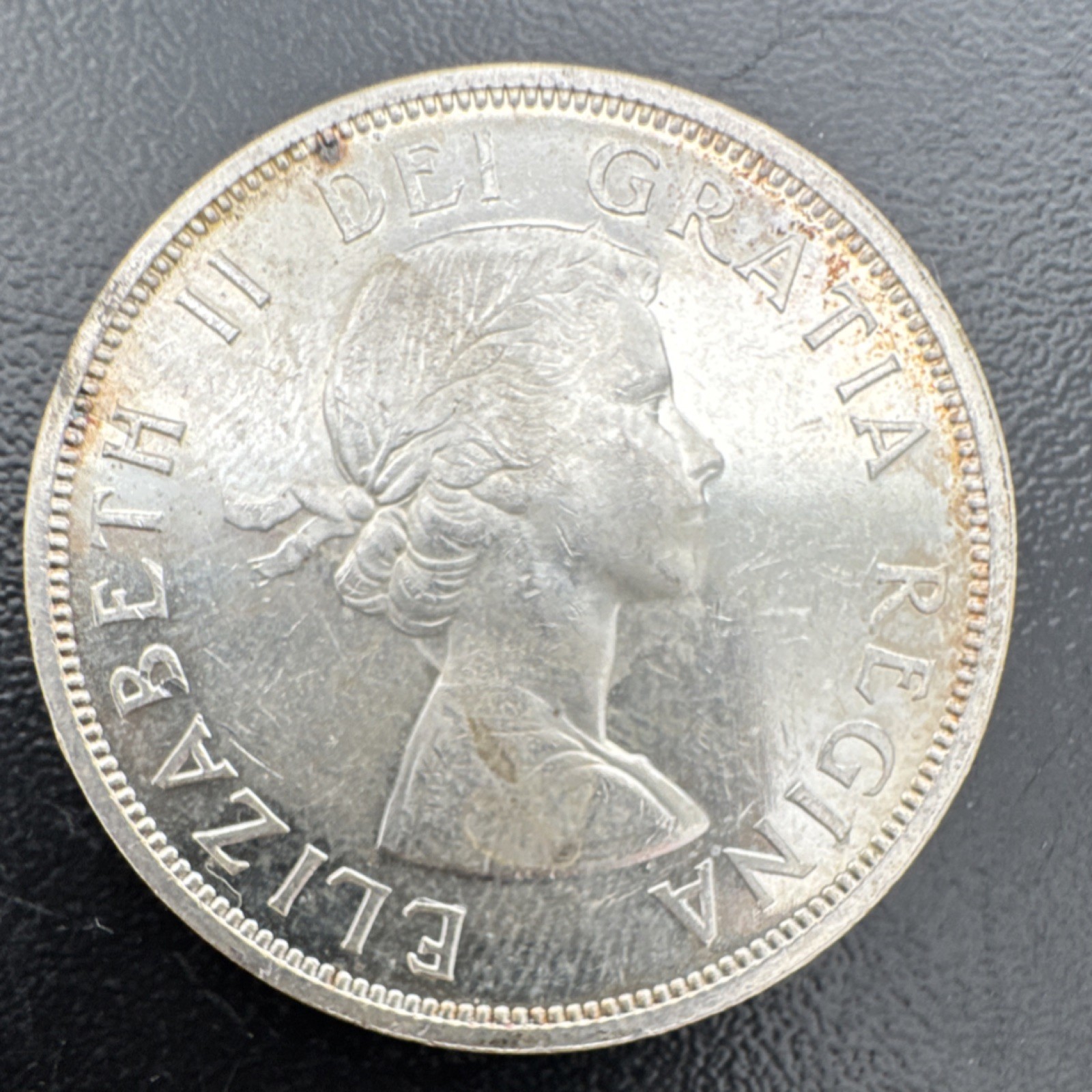 Canada 1959 $1 Silver Coin Queen Elizabeth II Canoe Design