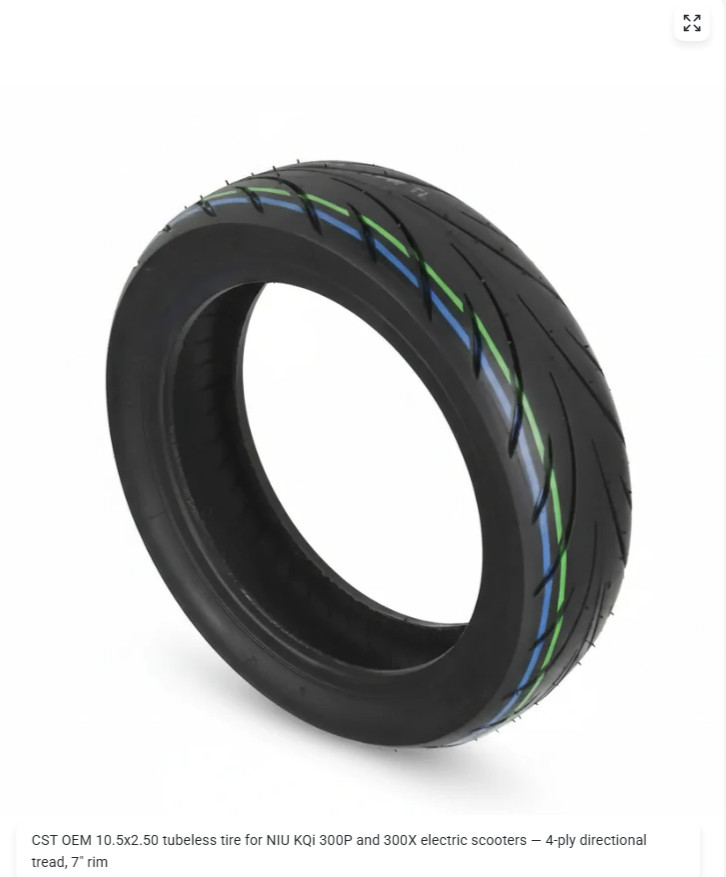 CST 10.5x2.50 Tubeless Tire for NIU KQi 300P & 300X (OEM)