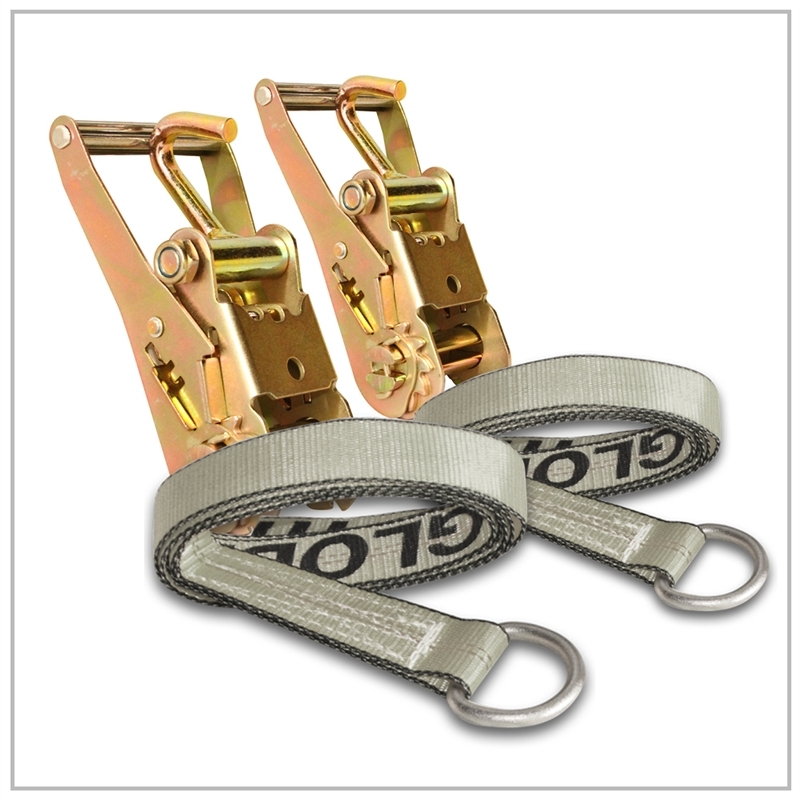 4 pack - Lasso Tie Down Strap w/ Short Ratchet Finger Hook 2" x 8 FT Chevron Tow