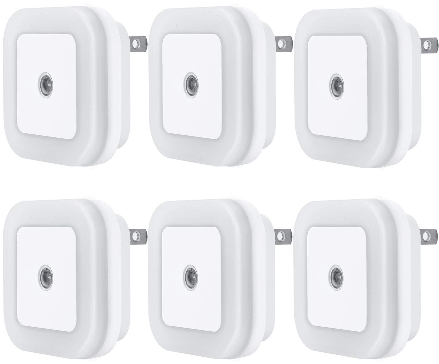 6-Pack LED Night Light Lamp, Dusk to Dawn Sensor, Daylight White, Plug-In