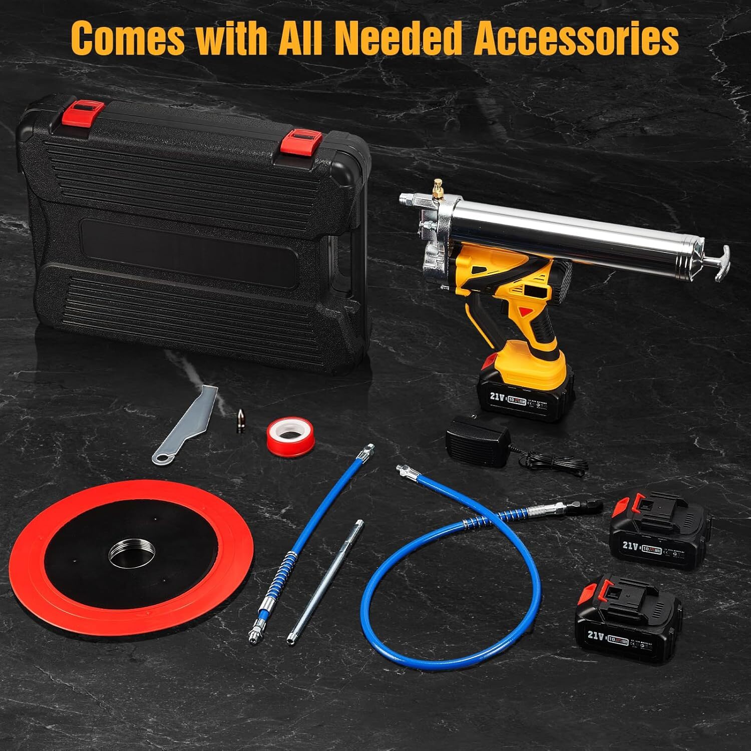 TaskStar Electric Cordless Grease Gun 12,000 PSI - 2*4000mAh Battery 6 oz/min