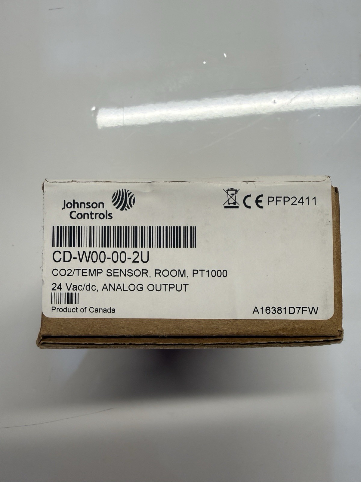 Johnson Controls CD-W00-00-2U CO2 Temp Sensor Room PT1000 24V Analog NEW QTY
