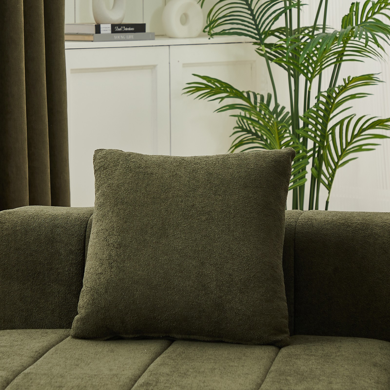Chenille sectional sofa with 2 pillows,Symmetrical Modular Sofa Sectional for