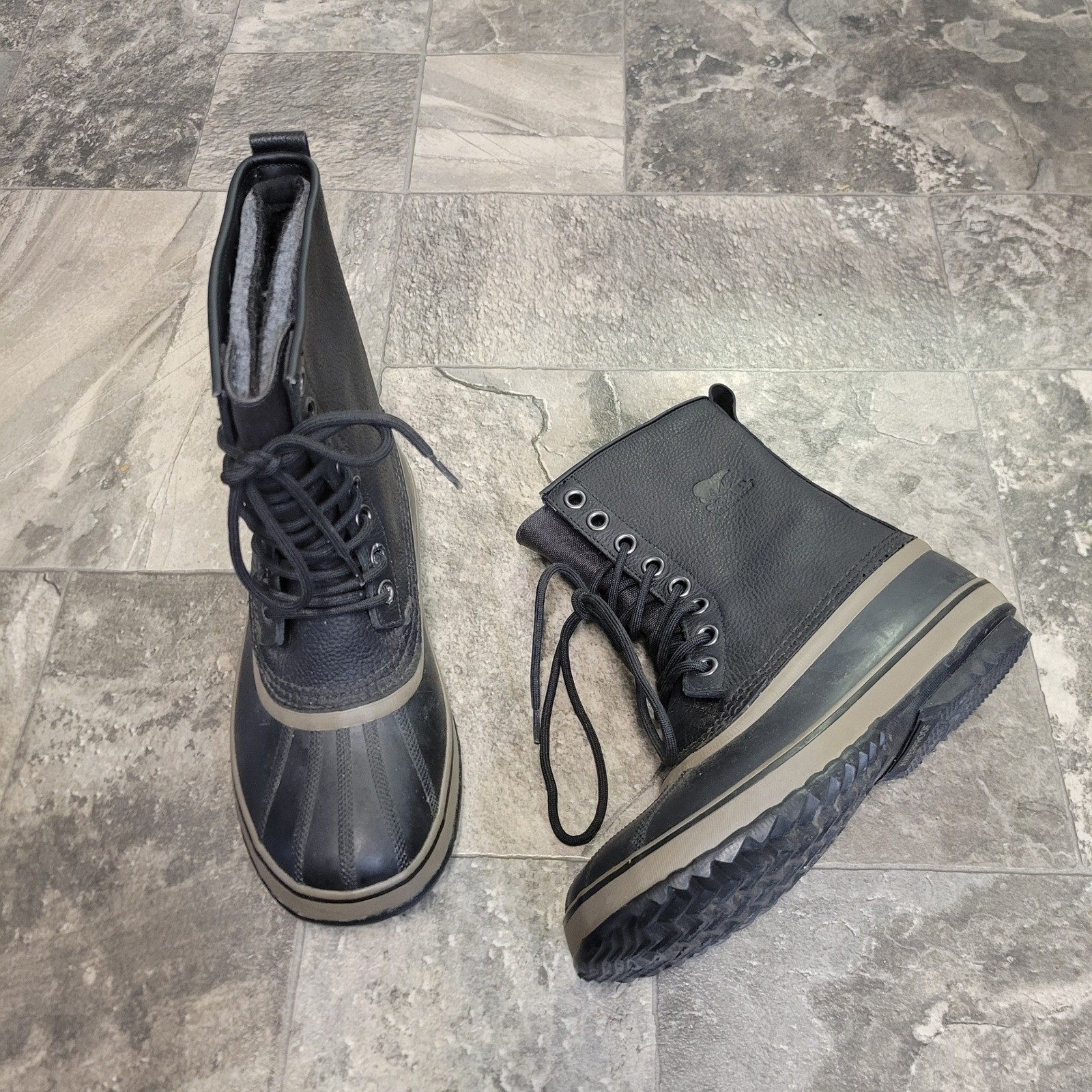 Sorel 1964 Premium T Boot Black Waterproof Leather Snow Duck Mens 8.5 NM1561-010