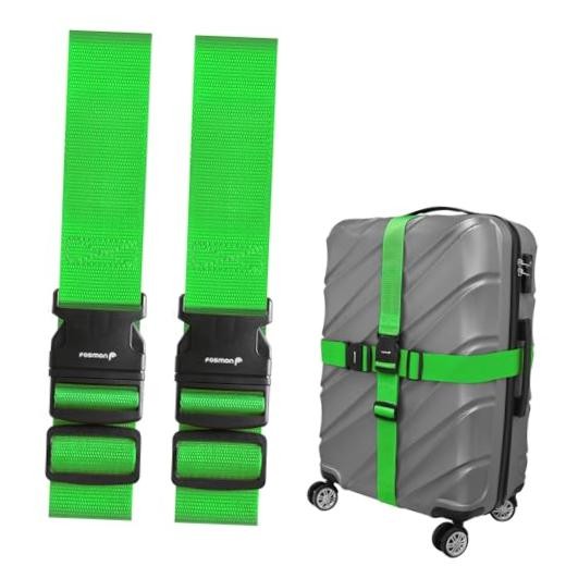 Adjustable Luggage Straps, Suitcase Travel Belts, 2 Pack | Adjustable Green