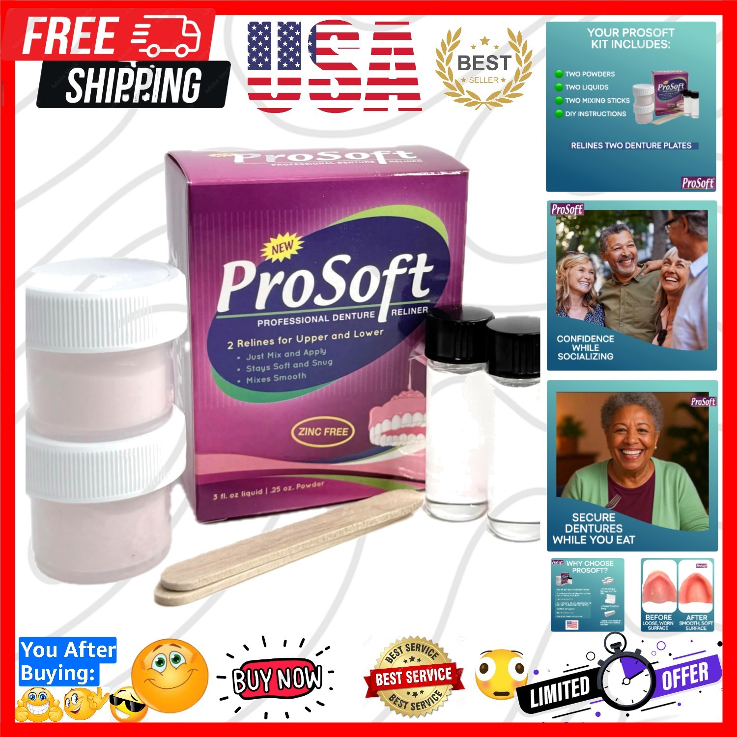 ProSoft Denture Reliner-Relines 2 Denture Plates