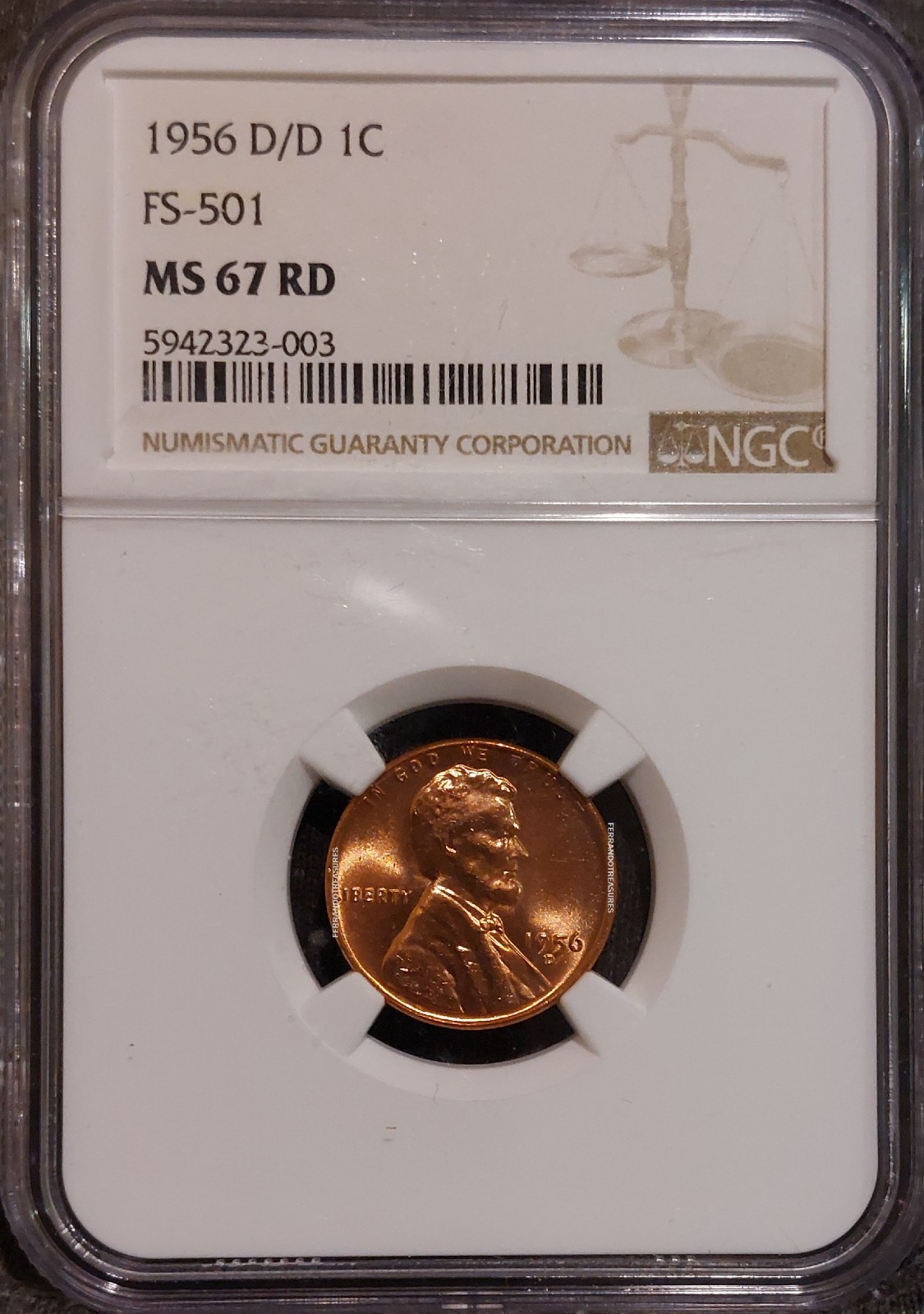 1956-D/D FS-501 RPM Lincoln Cent MS-67RED - TOP POP REGISTRY COIN - 1 OF 3 KNOWN