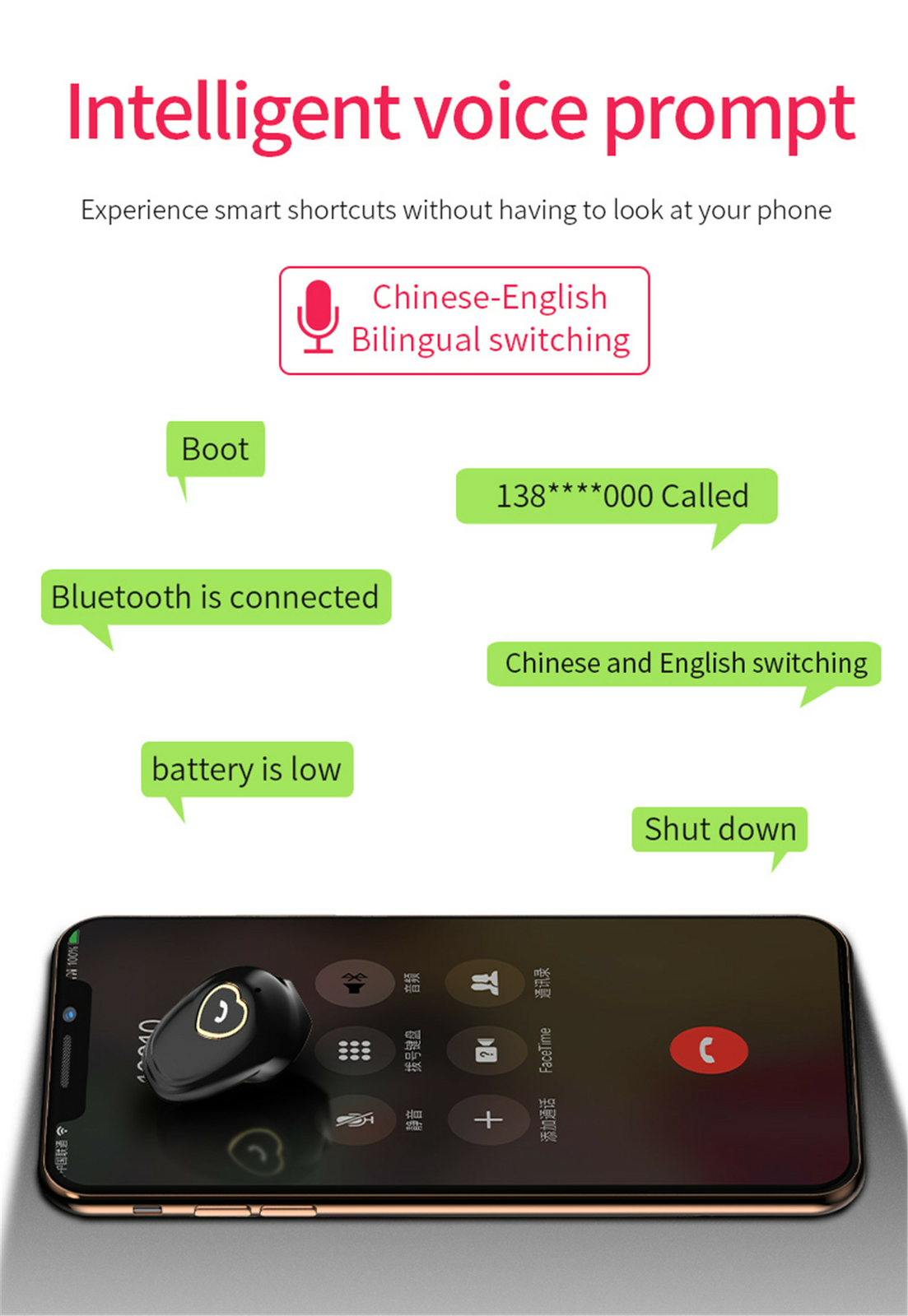Bluetooth Earphone Wireless Earbud Headphone w/ Mic for iOS Android Cell Phones