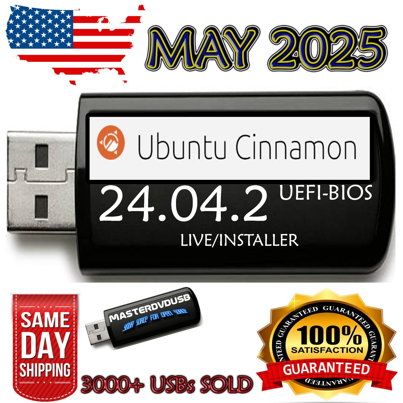 Ubuntu Cinnamon 24.04.2 USB Bootable LIVE | INSTALLER | UEFI | BIOS | LATEST VER