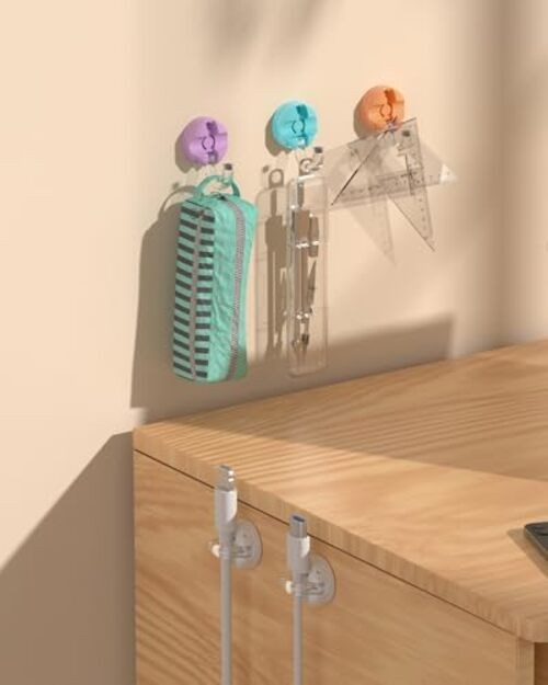 Rotatable Magnetic Cable Clips, Smooth Adjustable 6-Pack Purple-Orange-Cyan