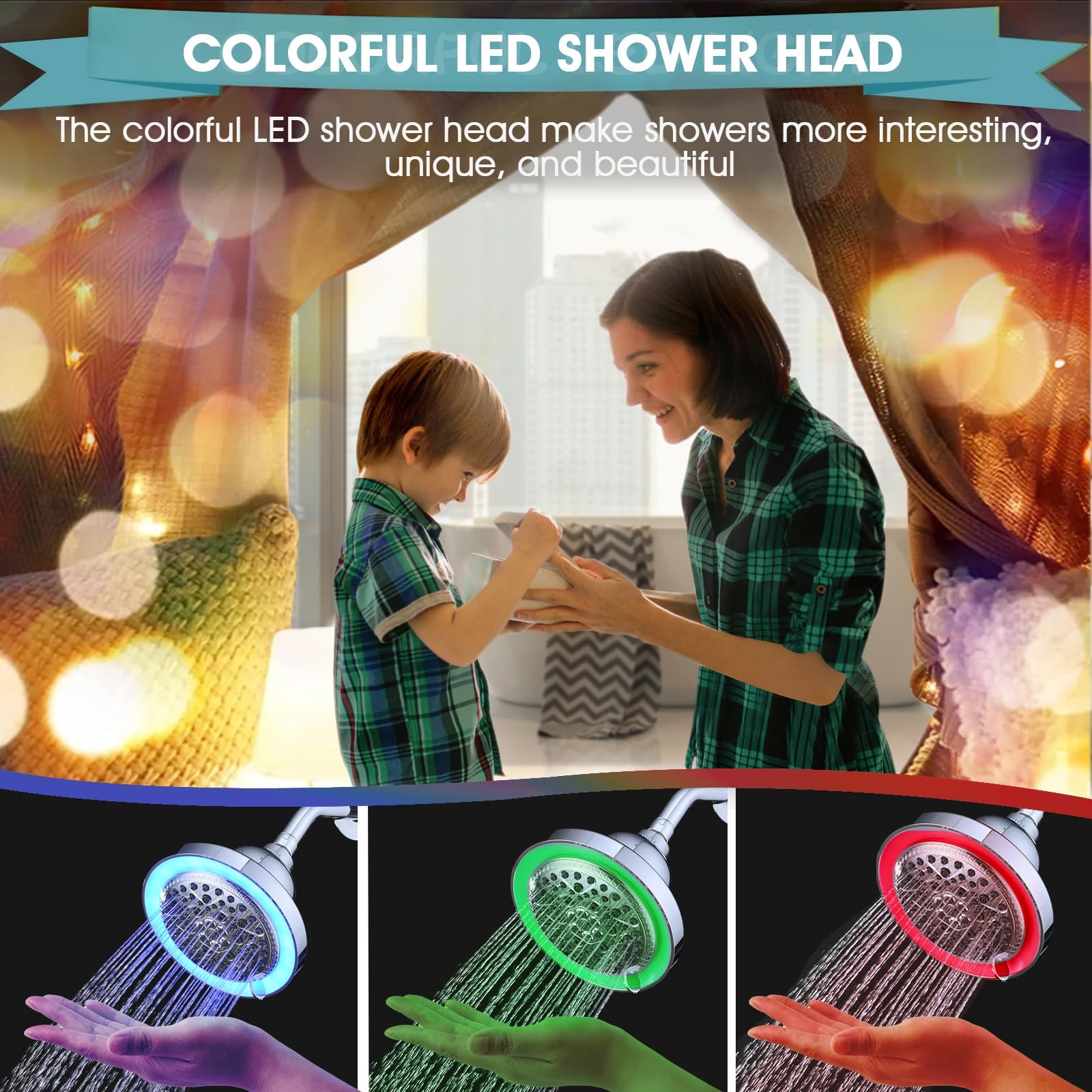 DPBath LED Shower Head Color Changing, High Pressure Light Up Shower Head wit...
