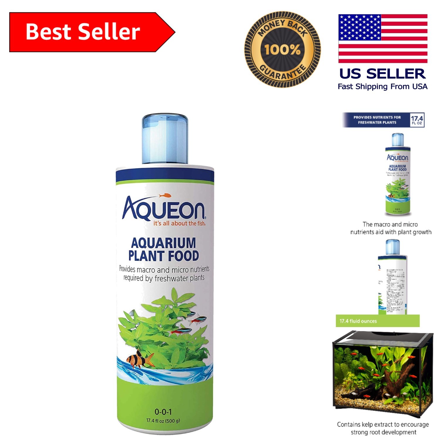 Multi-Colored Aqueon Aquarium Plant Food, 17.4 Oz - Perfect for All Fish Tanks