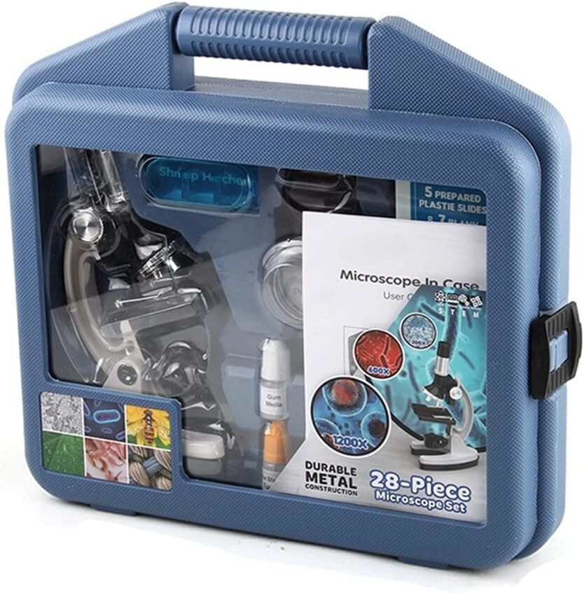 28 Pc Microscope Set 1200x With Black Carry Case Explore The World Observation