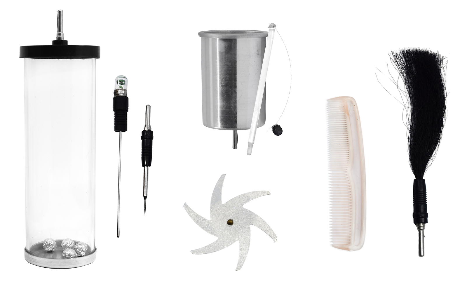 7pc Electrostatics Kit - For Van De Graaff & Wimshurst Machines - Eisco Labs