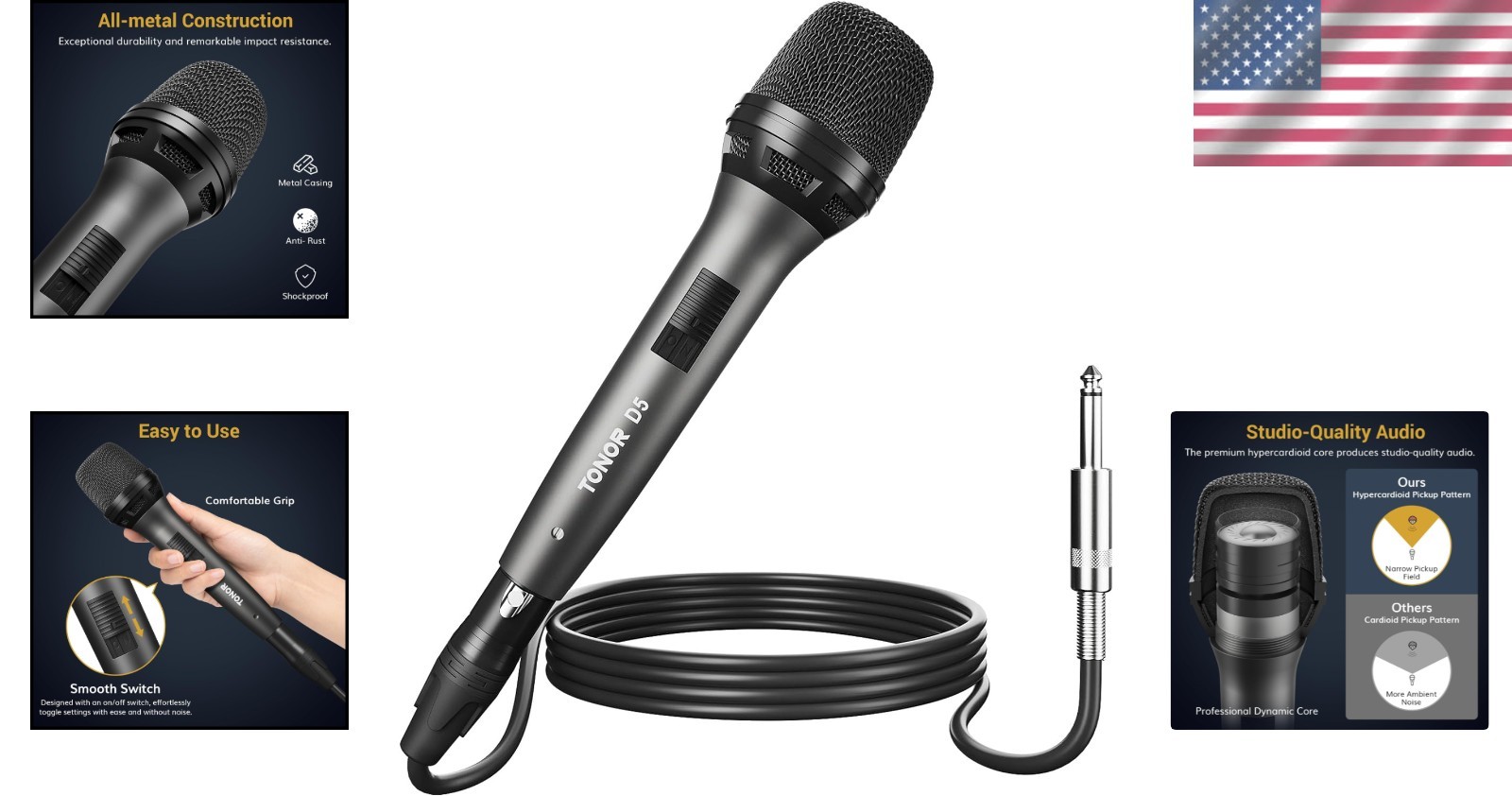 Studio-Quality Handheld Microphone with Low Noise & Sensitivity for Performers