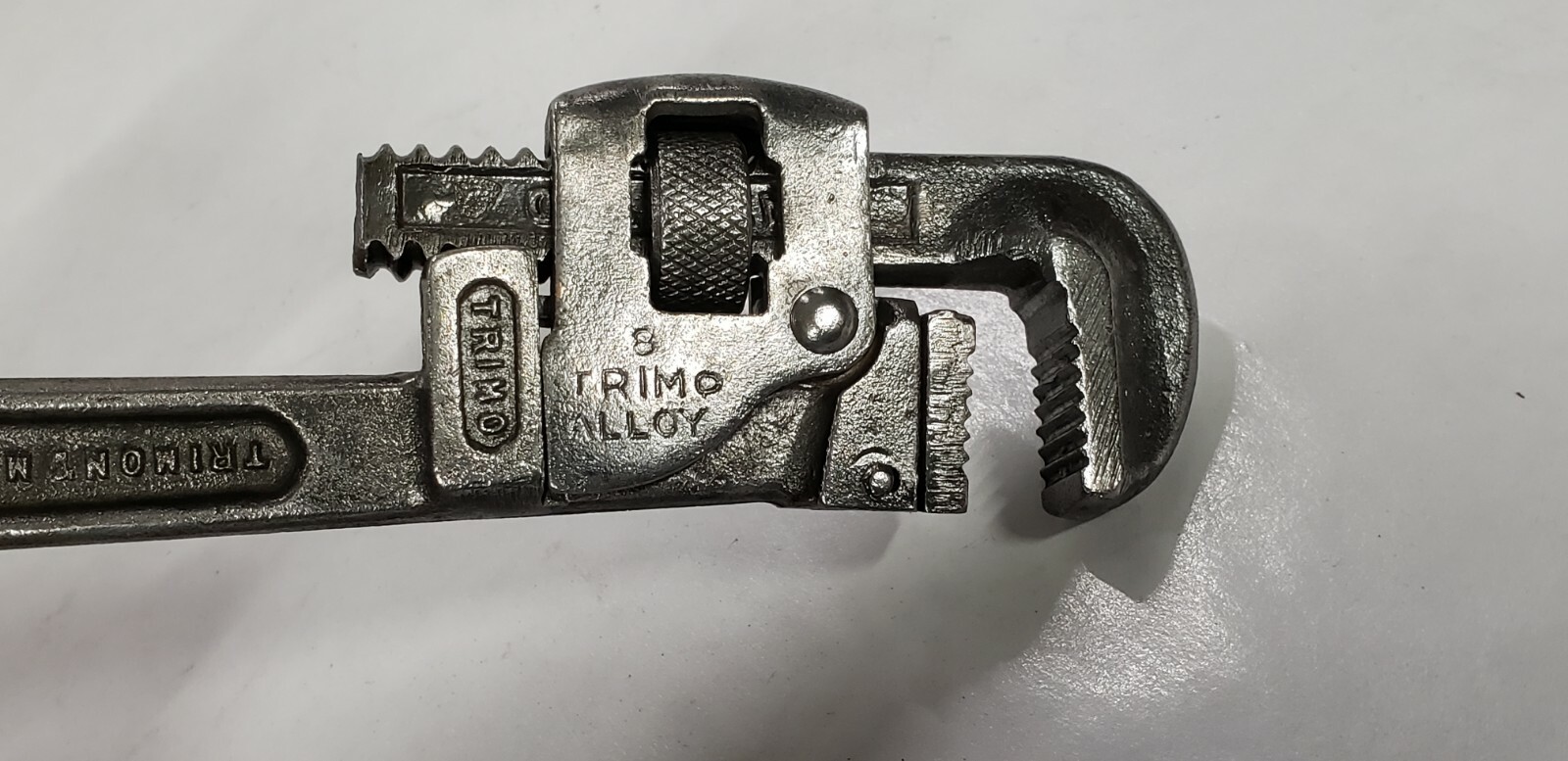 Vintage 8" Trimo Adjustable Pipe Wrench Size 8 Roxbury Mass. Drop Forged