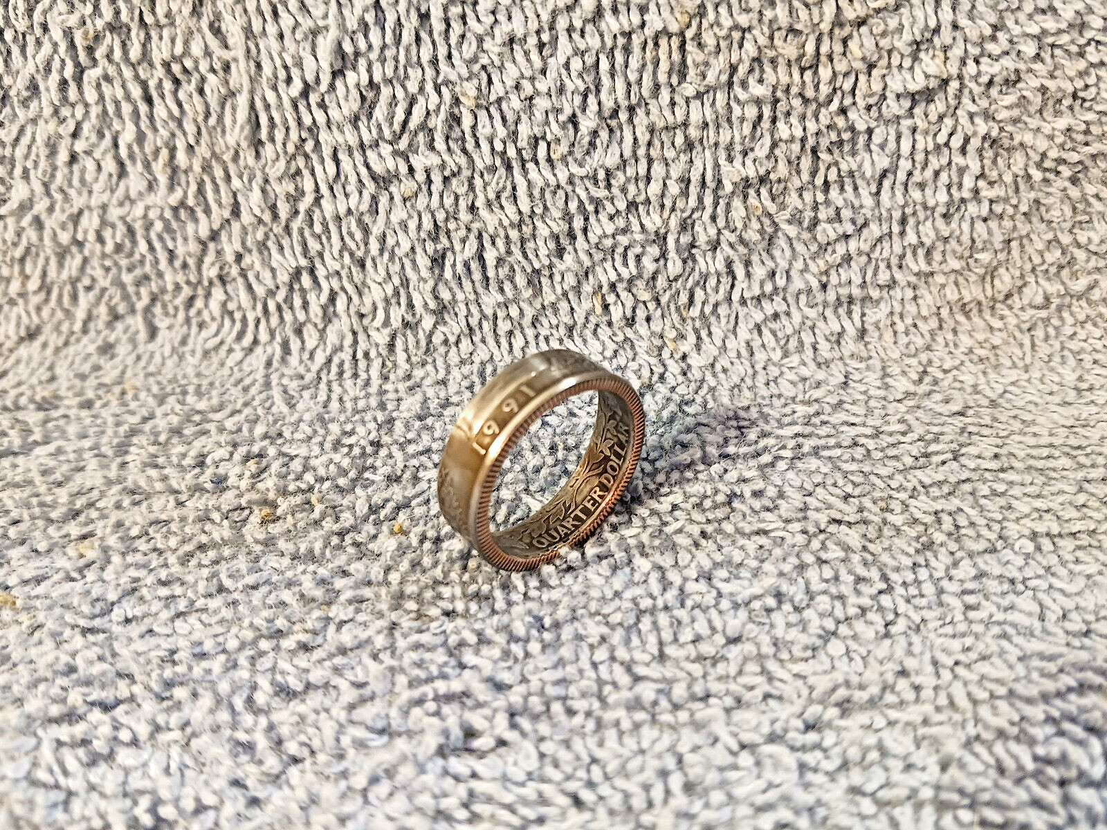 1991 Washington Quarter  Clad size 8   coin ring  Handmade