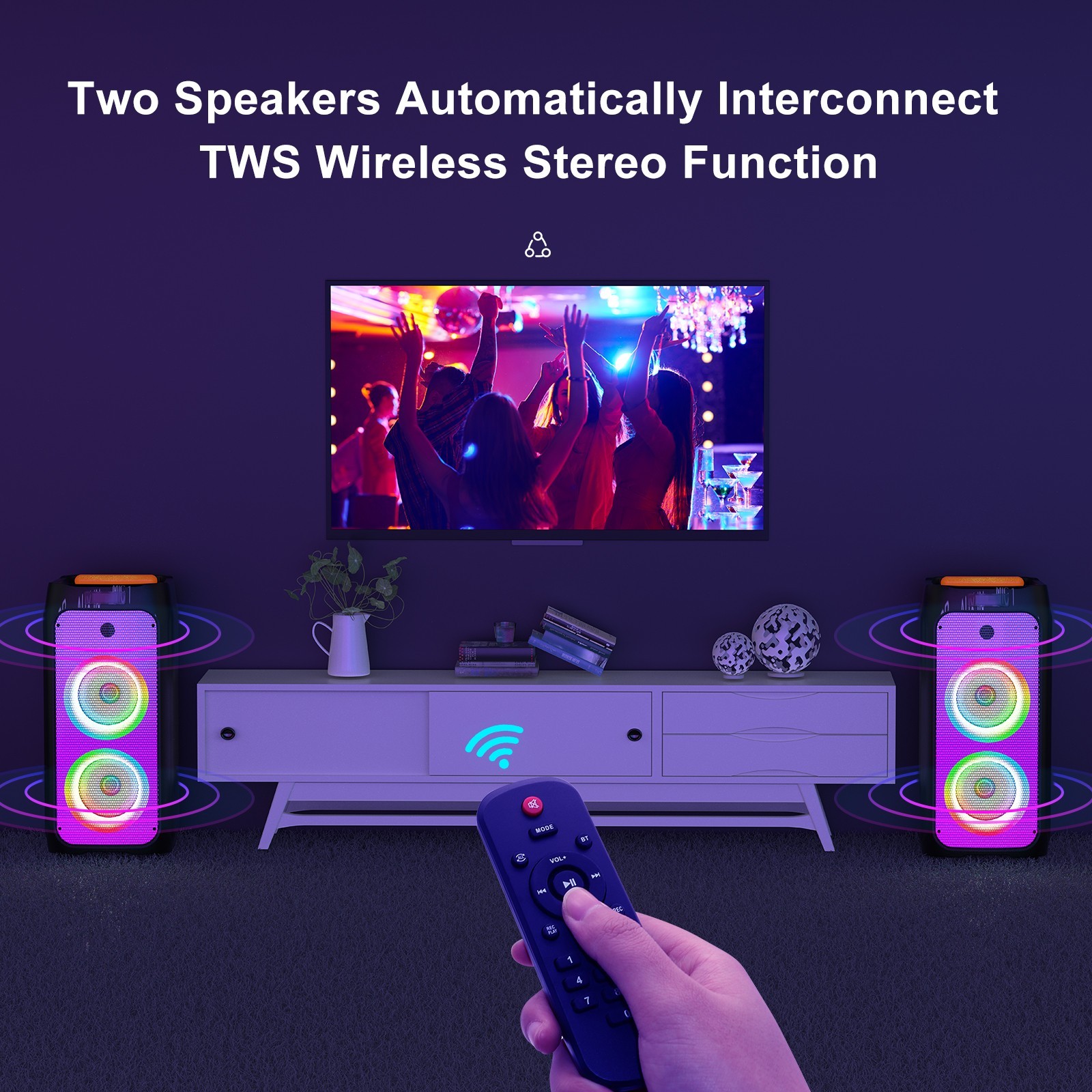 Portable Karaoke Machine with 2Wireless Mics,Bluetooth Party Speaker with Wheels