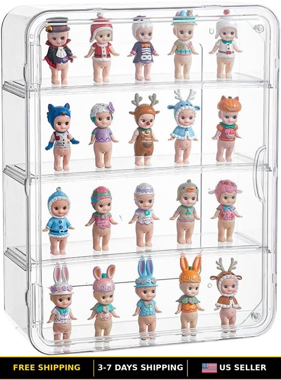 Clear Tiered Display Case for Figures - 4-Tier Acrylic Storage Organizer Box