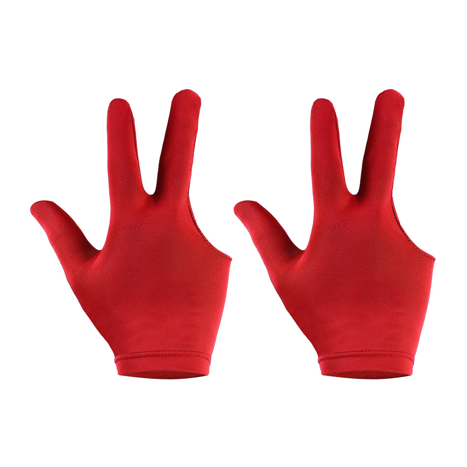 2 Sets 3 Fingers Pool Gloves Billiard Gloves Hand Show Gloves Pool Cue Glove Red