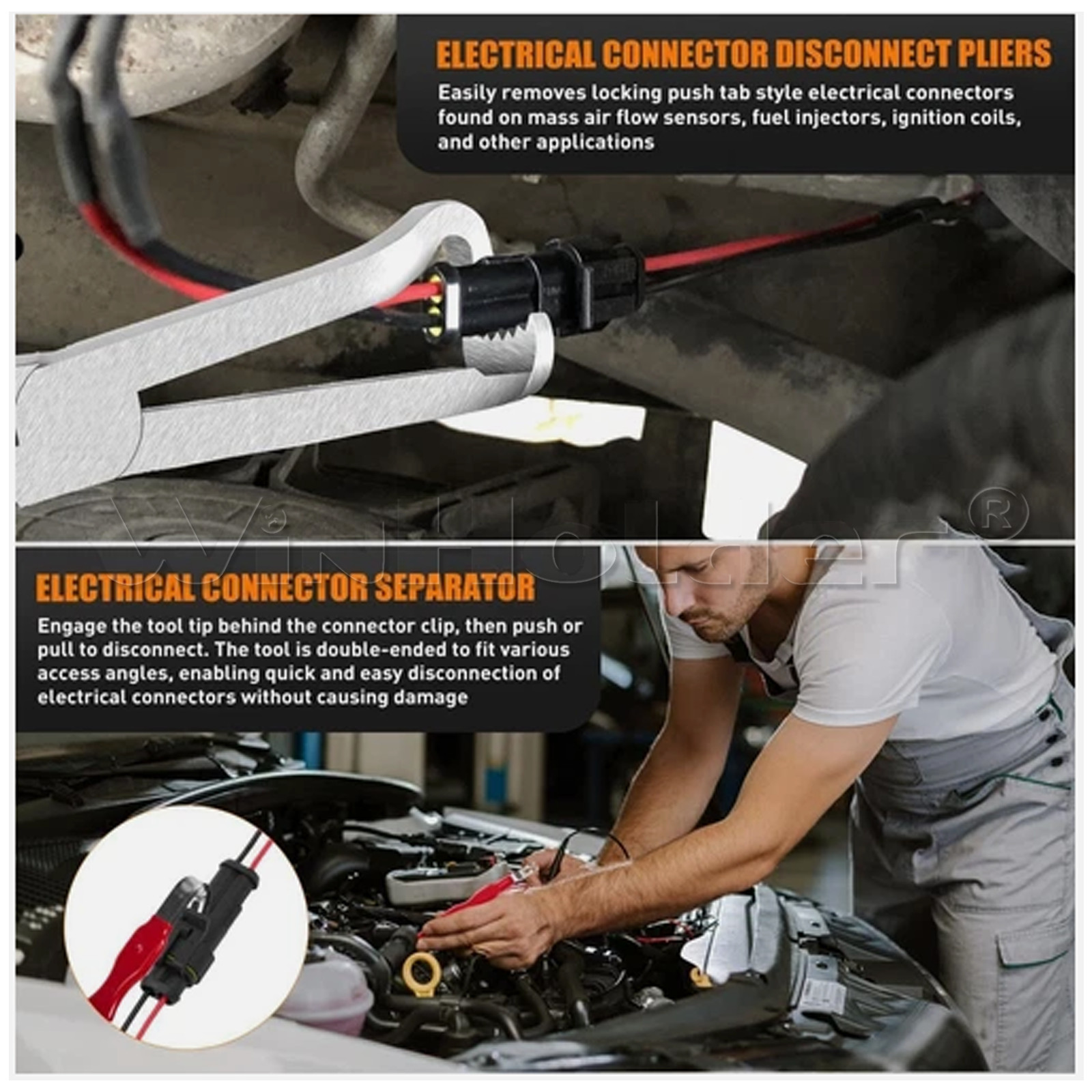 4pc Electrical Disconnect Pliers 60° Automotive Electrical Connector Separator