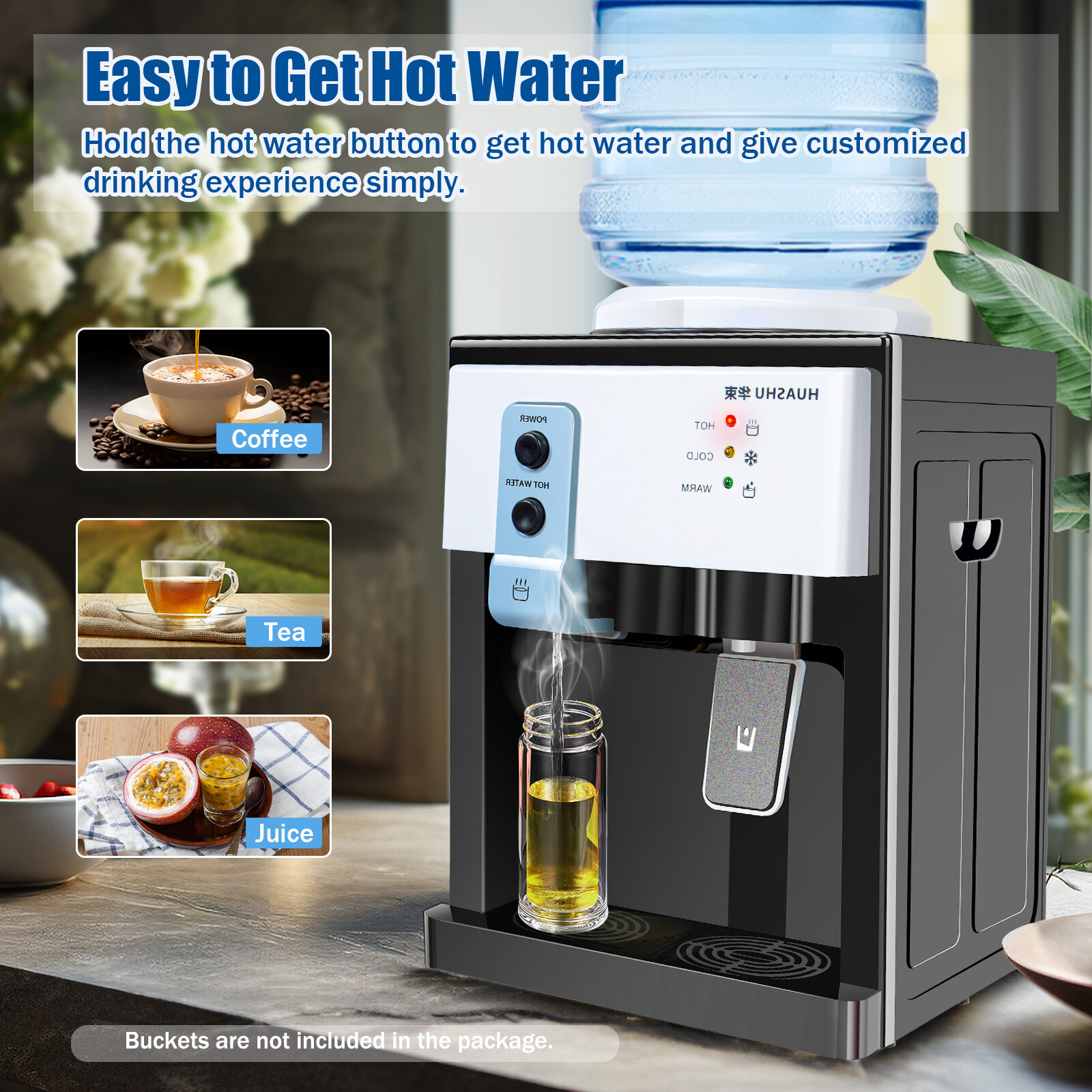 5 Gal Hot/Cold Top Loading Countertop Water Cooler Dispenser Drinking Machine