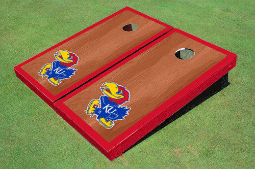 University Of Kansas Jayhawks Red Rosewood Matching Borders Cornhole Boards