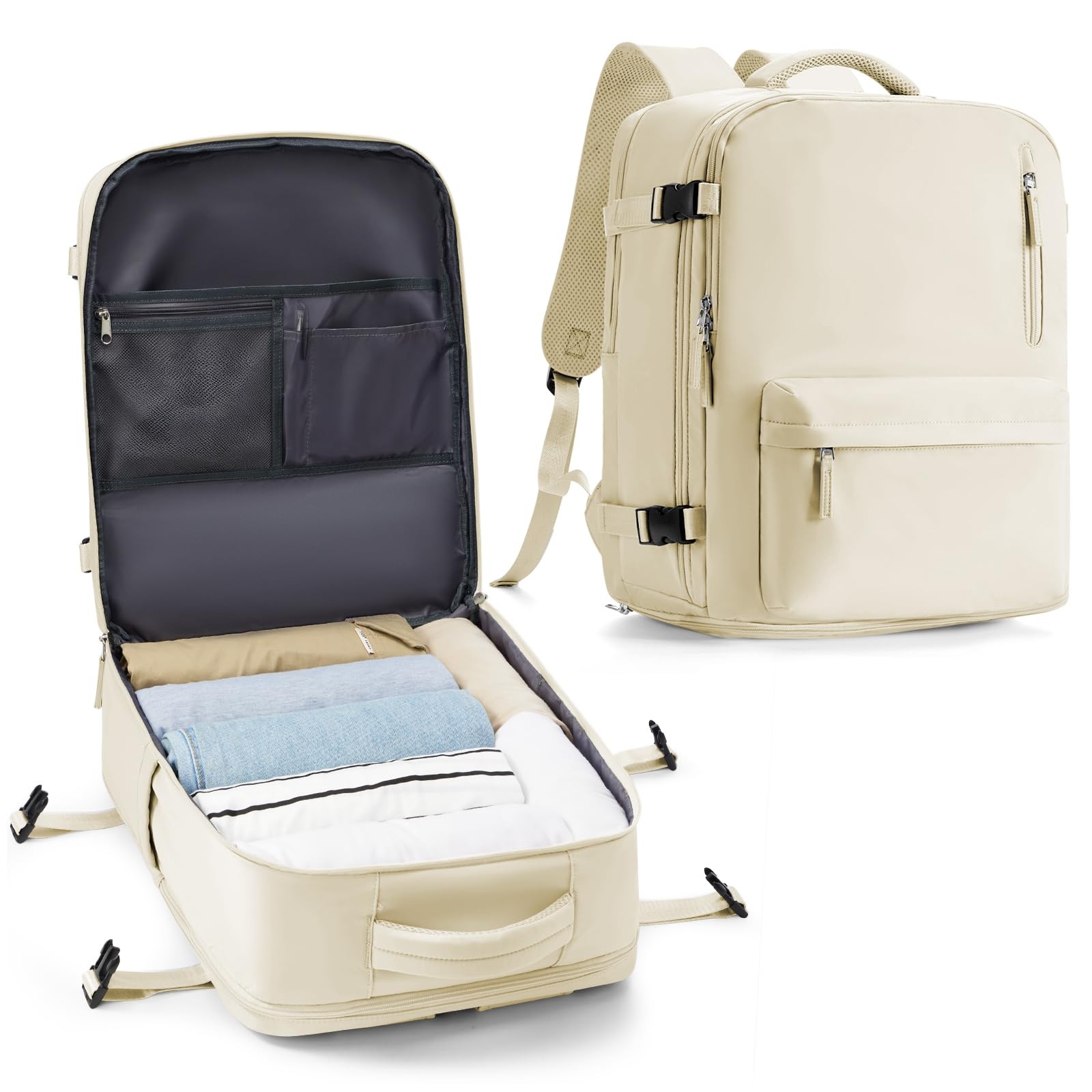 Personal Item Travel Backpack for Women Men Carry On Bag Large, H5-beige