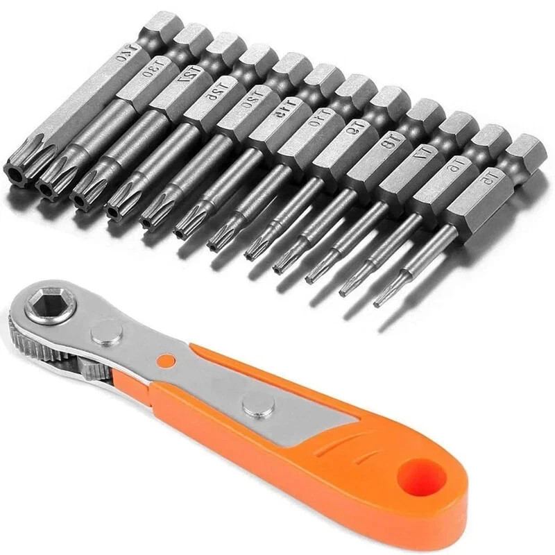 12pcs T6-T40 Magnetic Head Torx Screwdriver Bit Set Security Tamper Proof Star
